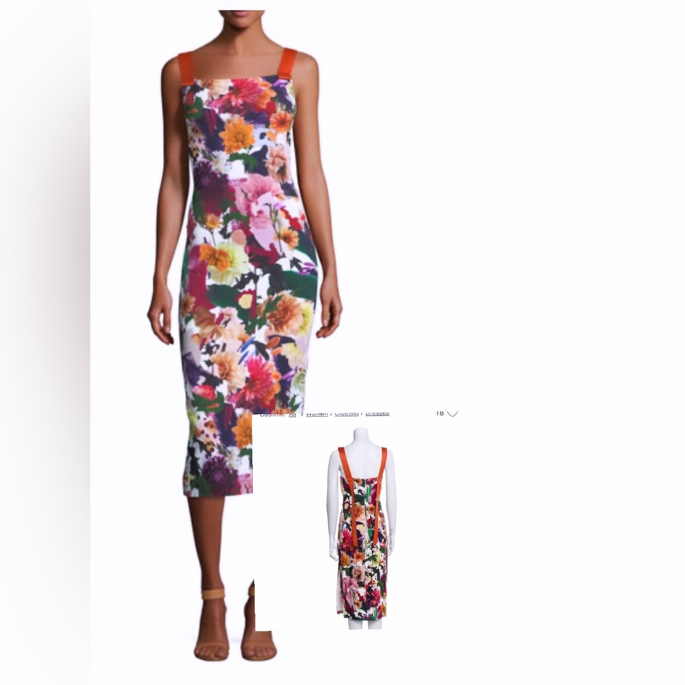 CUSHNIE designer floral print midi length dress Size 10